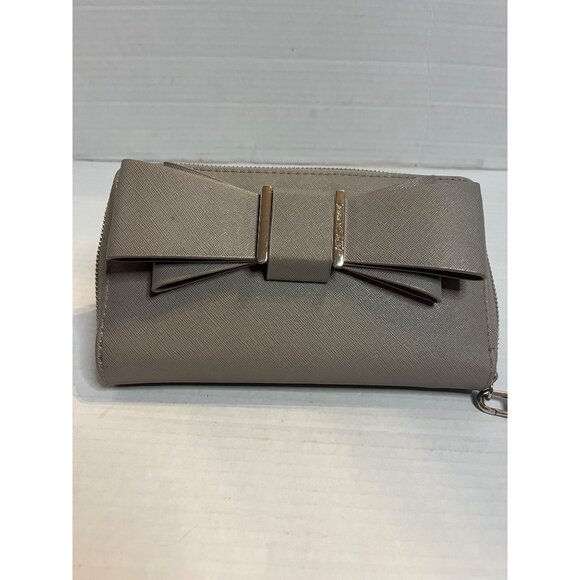 Betsy Johnson Womens Bow Detail Wristlet Wallet gray with pink interior feminine - Picture 6 of 12